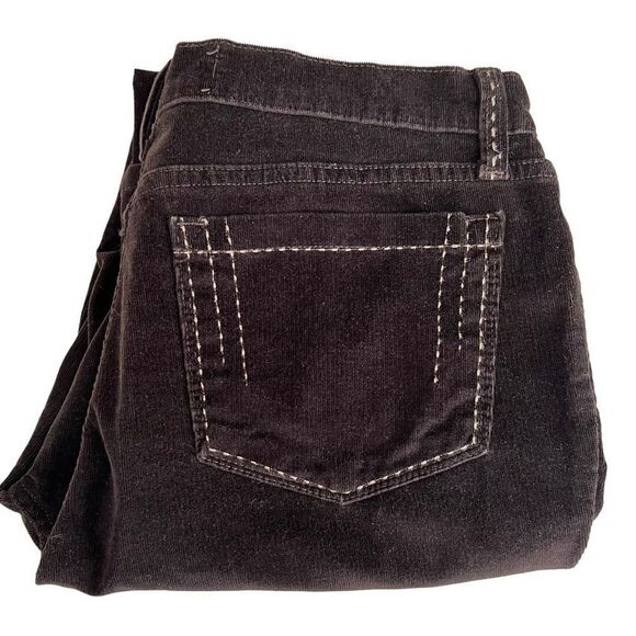 NYDJ women’s straight leg velvet jeans size 14 chocolate brown stitched detail - Picture 3 of 7